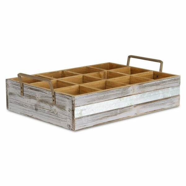 H2H Wooden 12 Compartment Caddy with Metal Accent & Side Handles H22848545
